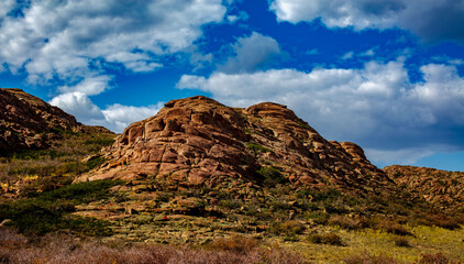 landscape with blue sky and clouds