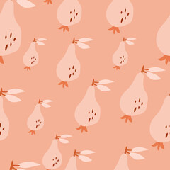Hand drawn pears seamless pattern. Fruits botanical backdrop.