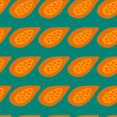 seamless pattern with papayas. Papaya ornament background. Fruits backdrop.