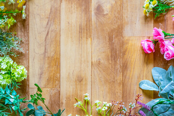 木目とグリーンのフレーム