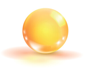 Golden oil ball. Yellow serum realistic drop