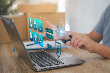 Security of the future technology of data storage and cybernetics on  Internet.Finger scanning and password allows access to security in transportation work and customer data in laptop,online system