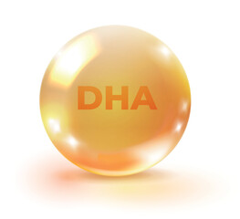 Dha cosmetic pill. Round realistic oil drop