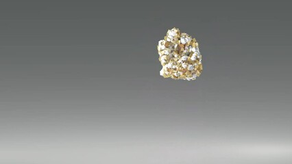 Metallic geometric cartoon character funny  Dancing, geometric beast having fun,  animation looping, modern minimal motion seamless design, on a gray background. 3D animation.