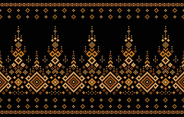 Black Ethnic patterns. Patola, Sari, Dupatta, dupatta, Clothing, fabric, batik, Knitwear, Ikat. Traditional Geometric Pixel pattern.