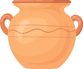 Ceramic jug. Brown clay pot. Cartoon kitchenware