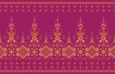 Pink Ethnic patterns. Patola, Sari, Dupatta, dupatta, Clothing, fabric, batik, Knitwear, Ikat. Traditional Geometric Pixel pattern.