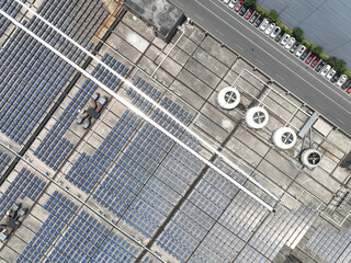 solar panels on factory rooftop