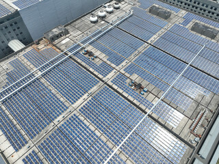 solar panels on factory rooftop
