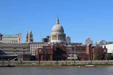 London, United Kingdom - 11.08.2022 : View of St. Paul's Cathedral, seen from across the Thames