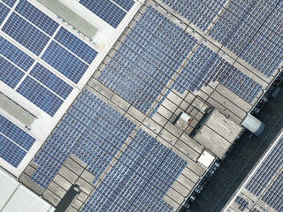 solar panels on factory rooftop