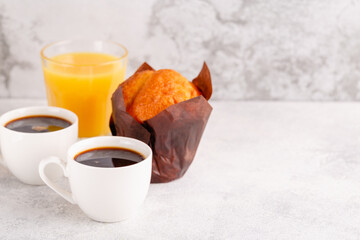 hot coffee and muffin