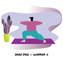 Vector illustration of woman performing yoga poses, flat design