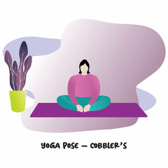 Vector illustration of woman performing yoga poses, flat design