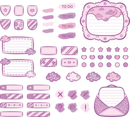 collection of digital printable frame notes with planners sticker and sticky notes pack