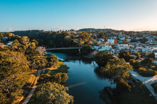 Aerial view of San Ignacio alongside the Macal River