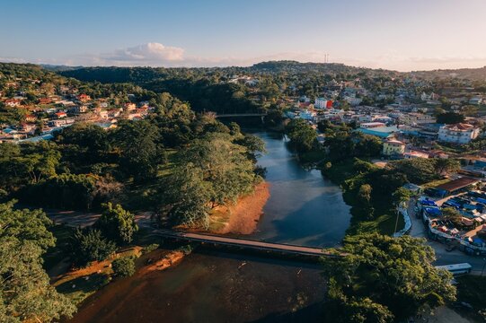 Aerial view of San Ignacio alongside the Macal River