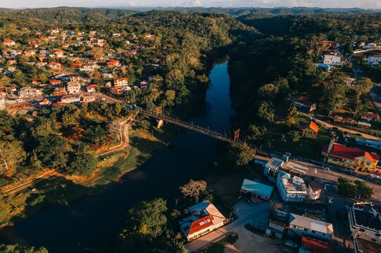 Aerial view of San Ignacio alongside the Macal River
