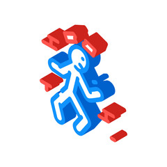 brick blow head accident isometric icon vector. brick blow head accident sign. isolated symbol illustration