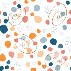 Abstract trendy seamless patterns set with hand drawn colorful shapes