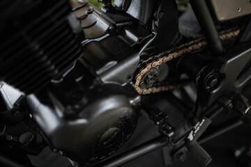 Fototapeta na wymiar motor chain details look clean between black iron