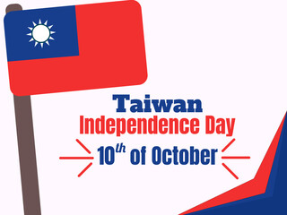 Taiwan independence day 10th double tenth October with taiwan flag symbol of patriotism and nationalism. vector flat design illustration feed social media background