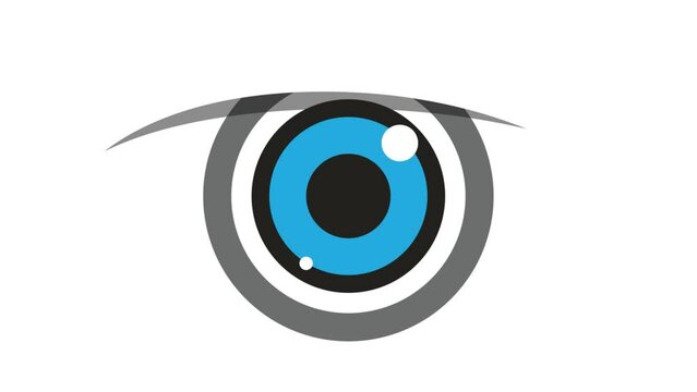 blue eye, blinking eyelid and moving eye. Animated illustration