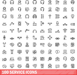 100 service icons set. Outline illustration of 100 service icons vector set isolated on white background