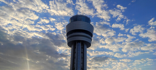 Sofia airport tower at beautiful sky
