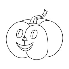 Halloween pumpkin or jack-o-lantern Hand drawn doodle vector illustration. Black outline. Great for coloring.