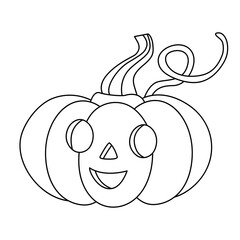 Halloween pumpkin or jack-o-lantern Hand drawn doodle vector illustration. Black outline. Great for coloring.