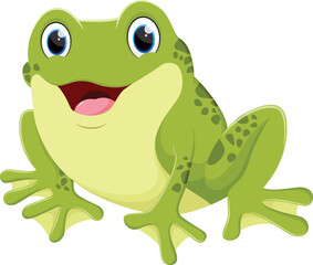 Cute frog cartoon isolated on white background