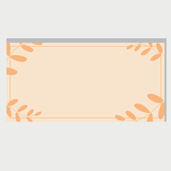 Minimalistic invitation card with delicate plant branches and frame. There is space for text. Vector. Flat style.