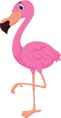 Cartoon flamingo isolated on white background