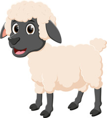 Cartoon happy sheep posing isolated on white background