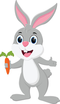 cartoon cute bunny holding carrot