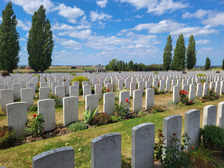 Grave stones in a War Cemetery in belgium.
