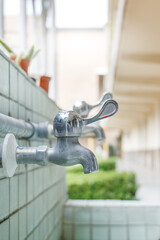 Metal faucet, Retro water ware outdoor.