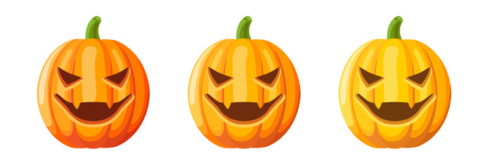 Pumpkin. Smiling pumpkin. Jack-o'-lantern. Vector clipart isolated on white background.
