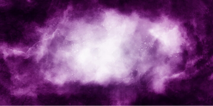 Abstract scientific background with nebulae and stars in space. Violet Distressed Texture for your design. Dark abstract purple pink concrete paper texture background banner pattern.