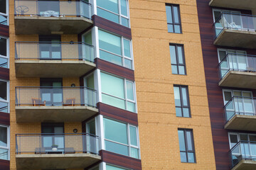 Fototapeta premium balconies apartment building residence skyscraper concrete and glass rental house