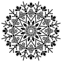 Mandala Christmas print Winter snowflakes clipart