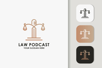 podcast law symbol combination logo design