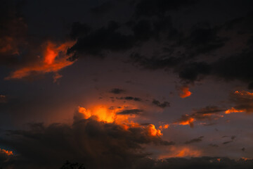 Fototapeta premium Powerful Dramatic Dark Red Sunset Sky Background