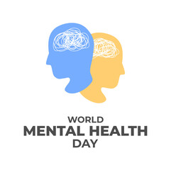 World Mental Health Poster Background Simple Vector Template Illustration to Raise Awareness about Mental Health in October