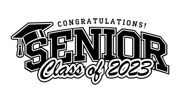 2023 class graduate. The concept of decorate congratulation for school graduates. Design for t-shirt, flyer, invitation, greeting card. Illustration, vector - Powered by Adobe