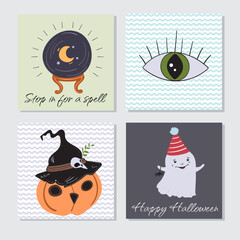 Fototapeta premium Invitation or greeting cards Halloween set printable