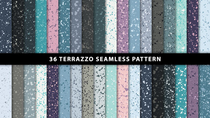 Set of terrazzo marble floor seamless patterns