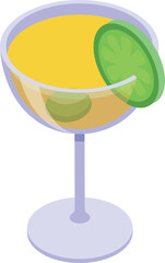 Lime shot icon isometric vector. Glass alcohol. Drink bar