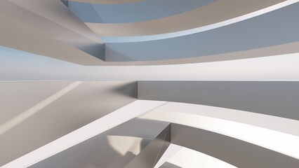 Abstract architecture background geometric shapes in design interior 3d render